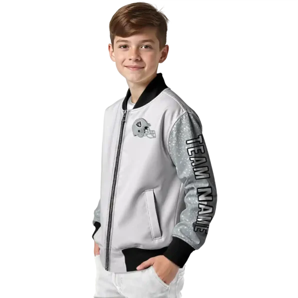 custom las vegas raiders speckled arms black gray bomber jacket trendy