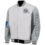 custom las vegas raiders speckled arms black gray varsity jacket best selling
