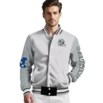 custom las vegas raiders speckled arms black gray varsity jacket best selling