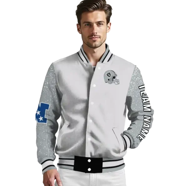 custom las vegas raiders speckled arms black gray varsity jacket high quality