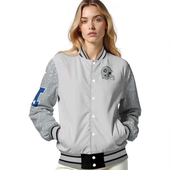 custom las vegas raiders speckled arms black gray varsity jacket latest model