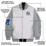custom las vegas raiders speckled arms black gray varsity jacket best selling