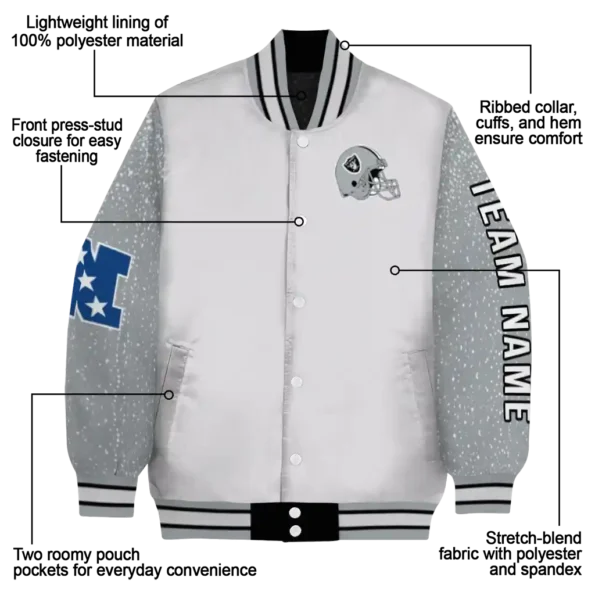 custom las vegas raiders speckled arms black gray varsity jacket new arrival