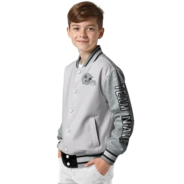 custom las vegas raiders speckled arms black gray varsity jacket trendy