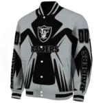 custom las vegas raiders spider mark black grey crocs varsity jacket best selling