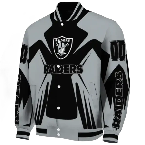 custom las vegas raiders spider mark black grey crocs varsity jacket best selling