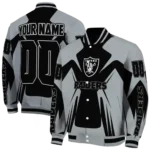 custom las vegas raiders spider mark black grey crocs varsity jacket best selling