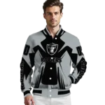 custom las vegas raiders spider mark black grey crocs varsity jacket best selling