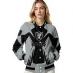 custom las vegas raiders spider mark black grey crocs varsity jacket best selling