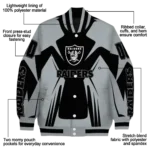 custom las vegas raiders spider mark black grey crocs varsity jacket best selling