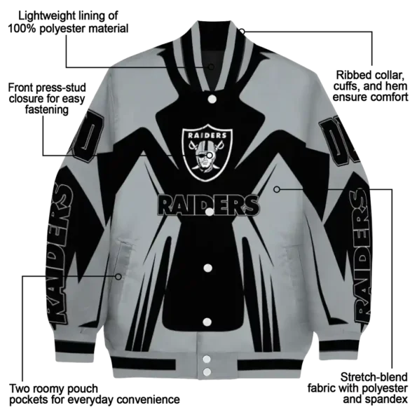 custom las vegas raiders spider mark black grey crocs varsity jacket new arrival