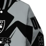 custom las vegas raiders spider mark black grey crocs varsity jacket best selling