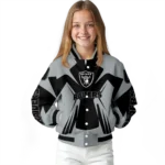 custom las vegas raiders spider mark black grey crocs varsity jacket best selling