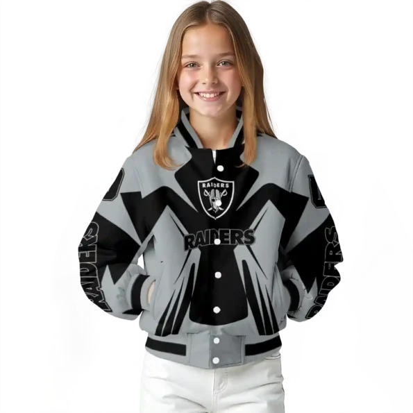 custom las vegas raiders spider mark black grey crocs varsity jacket top rated