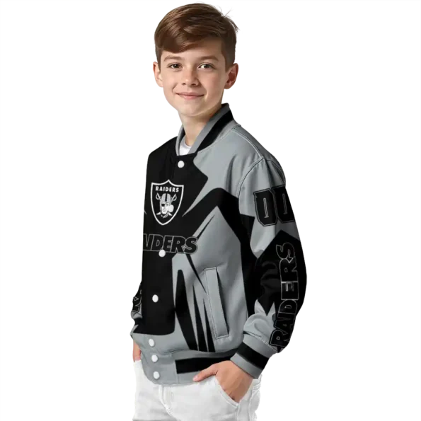 custom las vegas raiders spider mark black grey crocs varsity jacket trendy