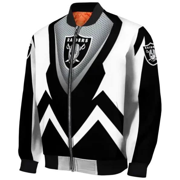 custom las vegas raiders v stripes black white bomber jacket best selling