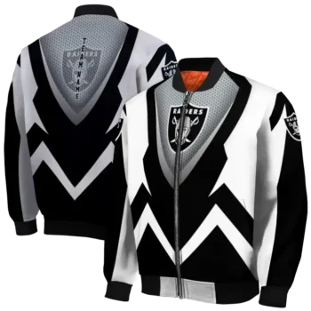 custom las vegas raiders v stripes black white bomber jacket fashion forward