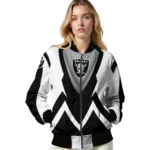custom las vegas raiders v stripes black white bomber jacket best selling