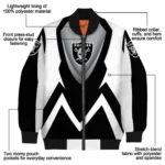 custom las vegas raiders v stripes black white bomber jacket best selling