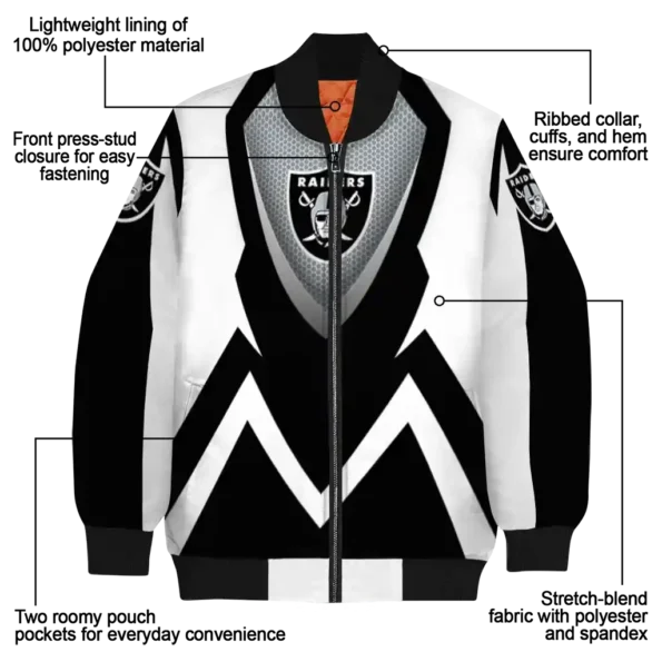 custom las vegas raiders v stripes black white bomber jacket new arrival