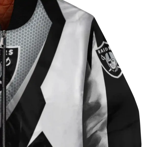 custom las vegas raiders v stripes black white bomber jacket premium grade