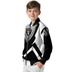 custom las vegas raiders v stripes black white bomber jacket best selling