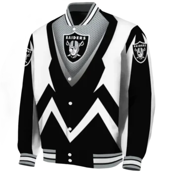custom las vegas raiders v stripes black white varsity jacket best selling