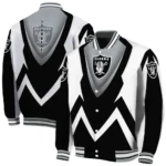 custom las vegas raiders v stripes black white varsity jacket best selling