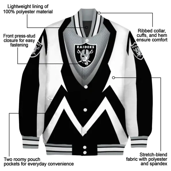 custom las vegas raiders v stripes black white varsity jacket new arrival