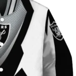 custom las vegas raiders v stripes black white varsity jacket best selling