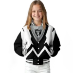 custom las vegas raiders v stripes black white varsity jacket best selling