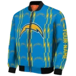 custom los angeles chargers bolt stripe blue bomber jacket best selling