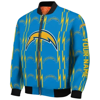 custom los angeles chargers bolt stripe blue bomber jacket best selling