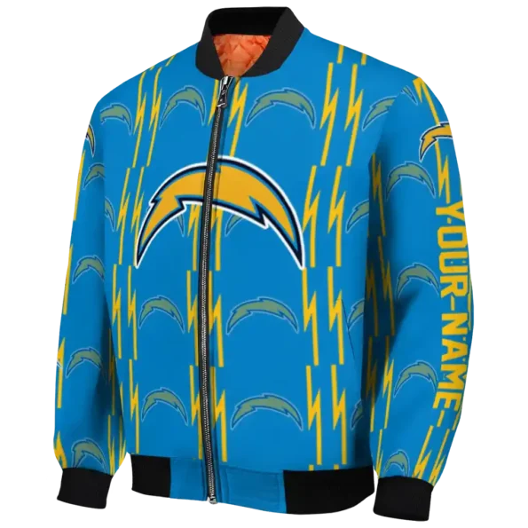 custom los angeles chargers bolt stripe blue bomber jacket best selling