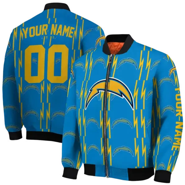 custom los angeles chargers bolt stripe blue bomber jacket fashion forward