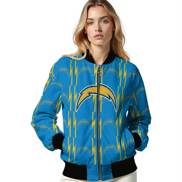 custom los angeles chargers bolt stripe blue bomber jacket latest model