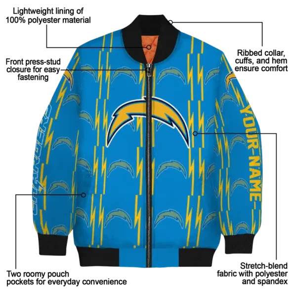 custom los angeles chargers bolt stripe blue bomber jacket new arrival