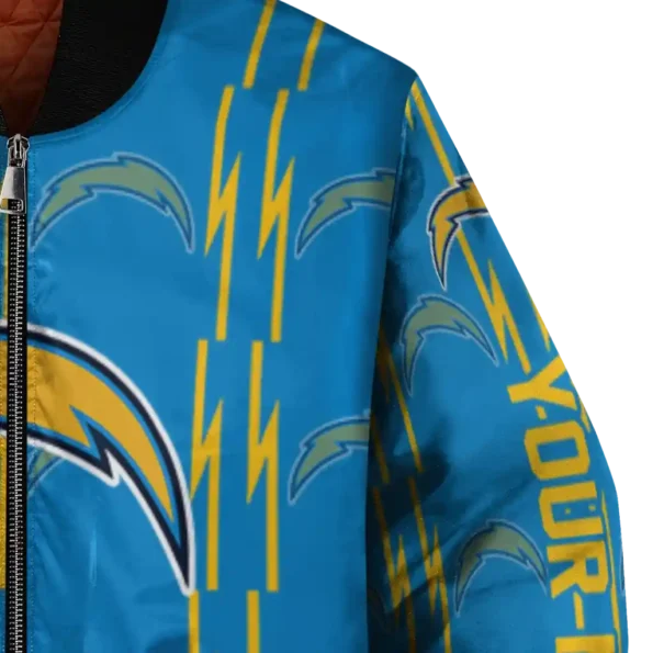 custom los angeles chargers bolt stripe blue bomber jacket premium grade