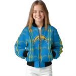 custom los angeles chargers bolt stripe blue bomber jacket best selling
