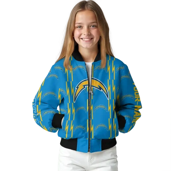 custom los angeles chargers bolt stripe blue bomber jacket top rated