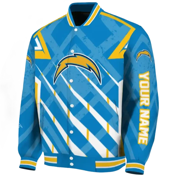 custom los angeles chargers chevron angles blue varsity jacket best selling