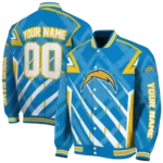 custom los angeles chargers chevron angles blue varsity jacket best selling