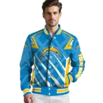 custom los angeles chargers chevron angles blue varsity jacket best selling