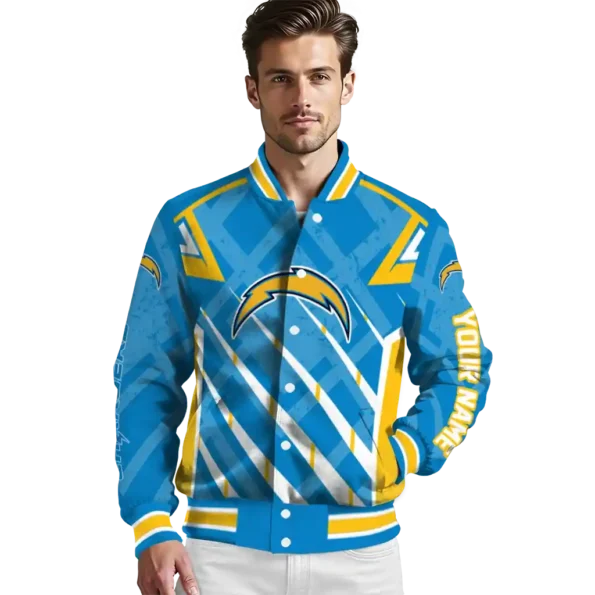 custom los angeles chargers chevron angles blue varsity jacket high quality