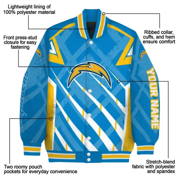 custom los angeles chargers chevron angles blue varsity jacket new arrival
