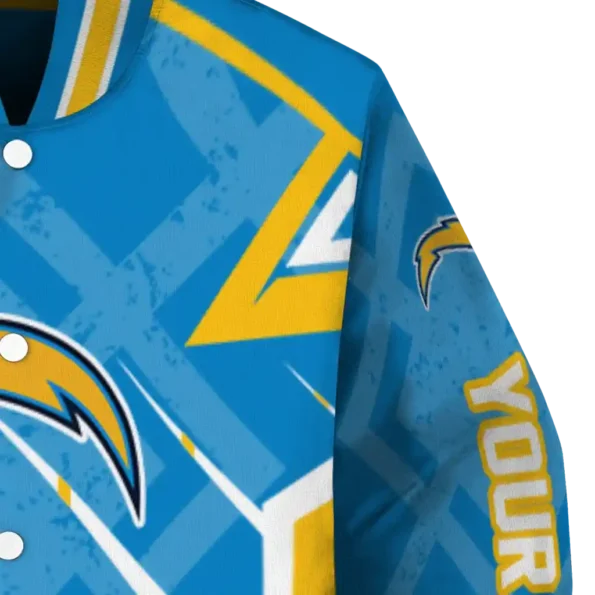 custom los angeles chargers chevron angles blue varsity jacket premium grade