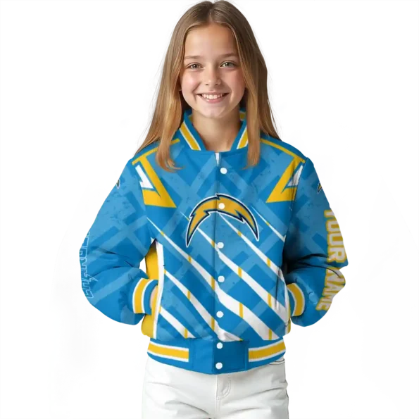 custom los angeles chargers chevron angles blue varsity jacket top rated
