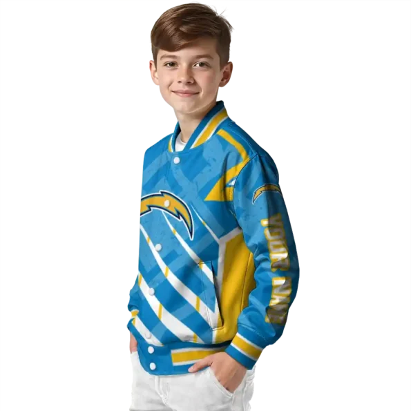 custom los angeles chargers chevron angles blue varsity jacket trendy