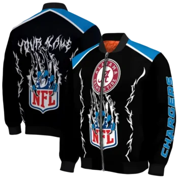 custom los angeles chargers claw blood blue black bomber jacket fashion forward