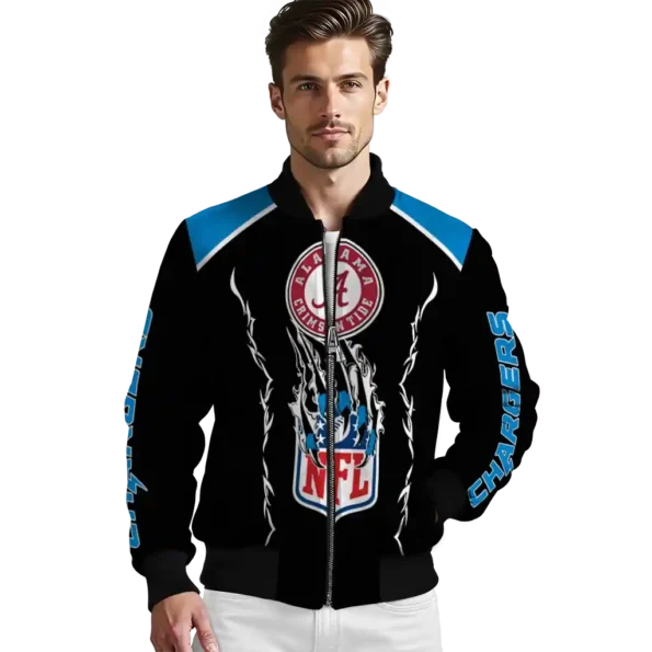 custom los angeles chargers claw blood blue black bomber jacket high quality